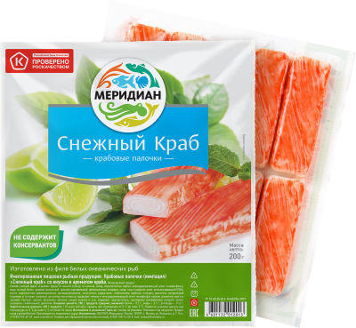Крабовые палочки Меридиан Снежный краб 200г