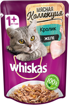 Корм для кошек Whiskas Мясная коллекция Желе с кроликом 85г
